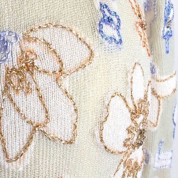 Sigrid Olsen Tan Cardigan Sweater with Metallic Accents Size Small - Picture 2 of 10